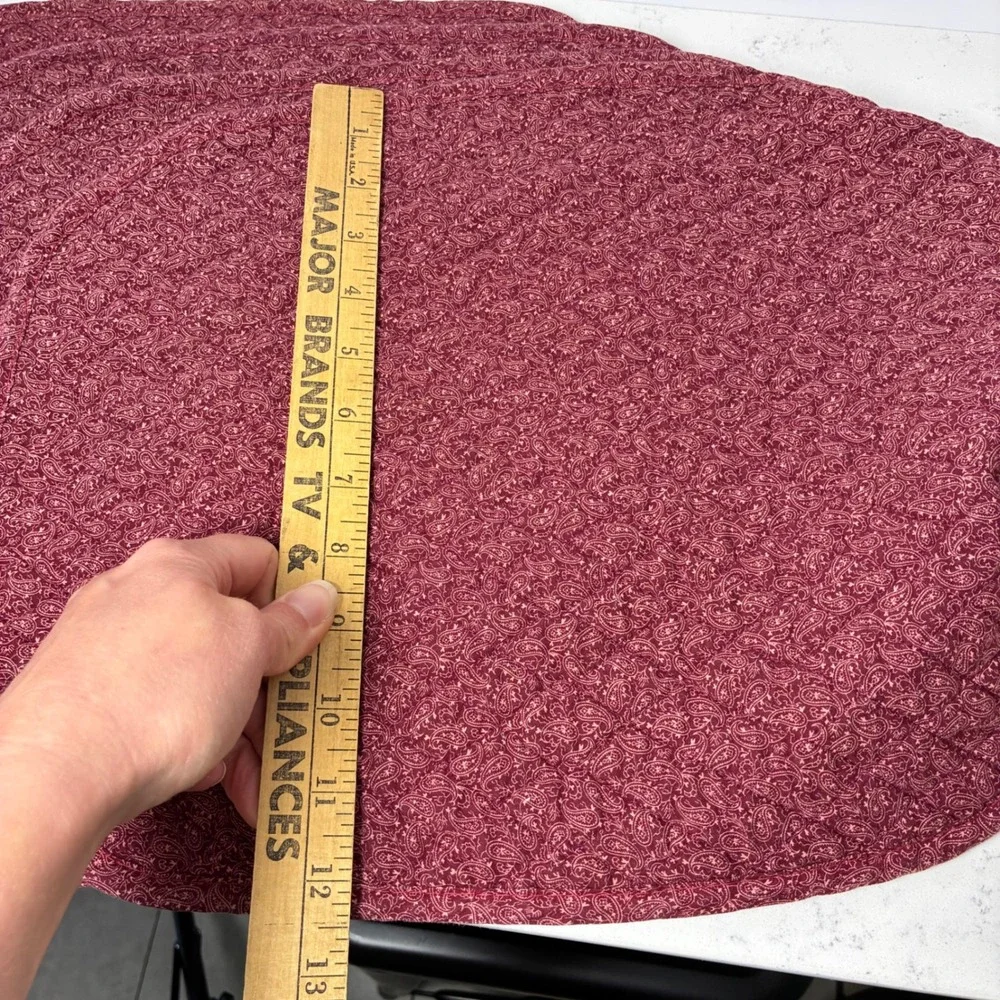 Placemat Napkin Set Burgundy Paisley Quilted 8pc Farmhouse Cottage Table Decor